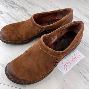 •Born Cheyenne Women's Size 8.5 Brown Wedge Slip-On Comfort Walking Shoes F76526